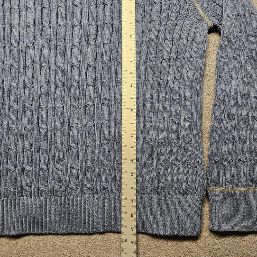 Banana Republic Mens Large Blue Cotton Cashmere Cable Knit Crew Neck Sweater